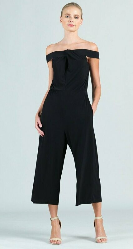 Black Grecian Halter Pocket Jumpsuit