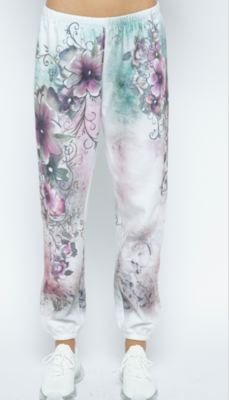 White Floral Lounge Pants