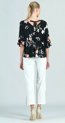 Reversible Floral Print Back Tie Tulip Cuff Top