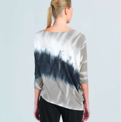 Ombre Print Dolman Sleeve Angle Hem Top