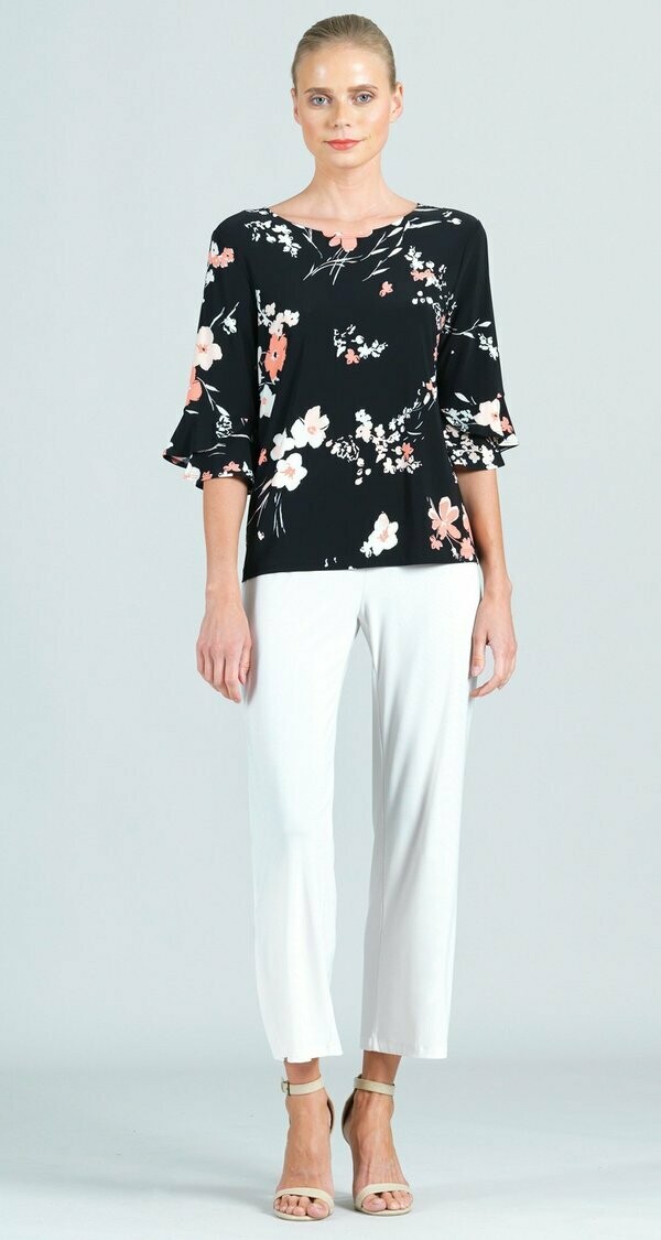 Reversible Floral Print Back Tie Tulip Cuff Top