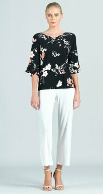 Reversible Floral Print Back Tie Tulip Cuff Top