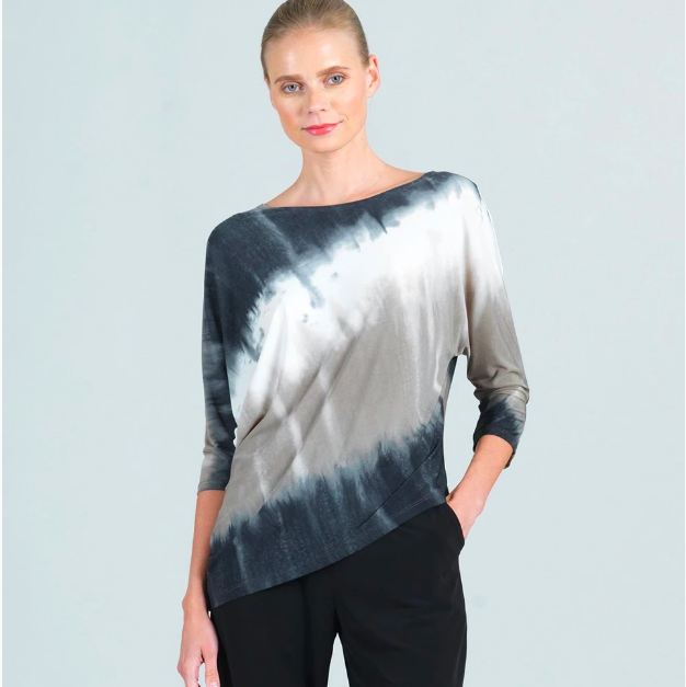 Ombre Print Dolman Sleeve Angle Hem Top