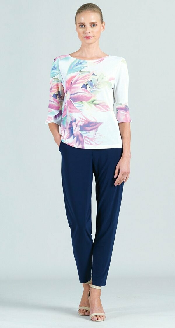 Floral Print Mesh Knit Back Tie Tulip Cuff Top