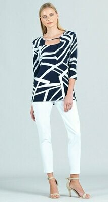 Zig Zag Stripe Print Front Cut Out Tunic
