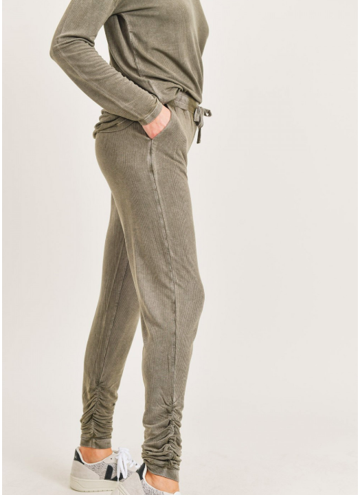 Mineral Wash Joggers with Shirred Ankles