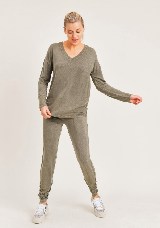 Mineral Wash Joggers with Shirred Ankles