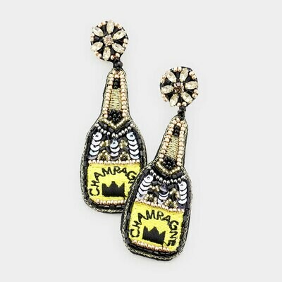 Sequin Crown Champagne Dangle Earrings