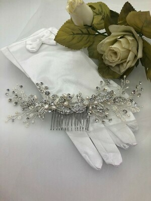 Dramatic Crystal/Pearl Large Back Hair Comb
