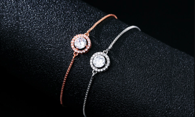 Round CZ Halo Adjustable Bracelet