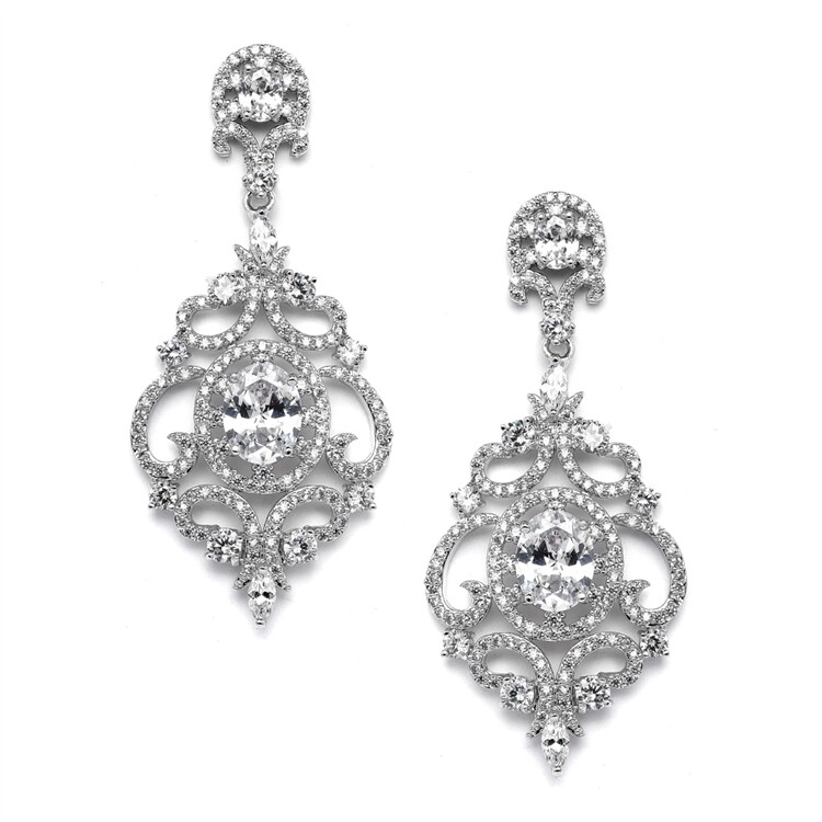 Victorian Scrolls Platinum Plated Earrings