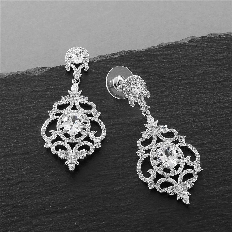 Victorian Scrolls Platinum Plated Earrings