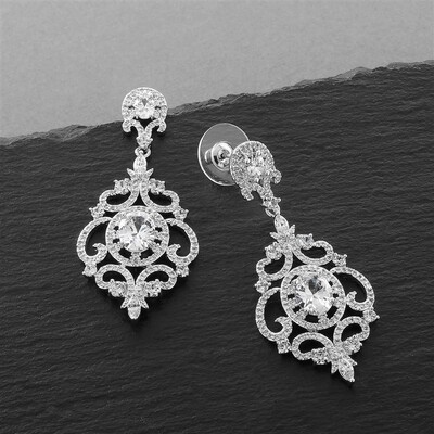 Victorian Scrolls Platinum Plated Earrings