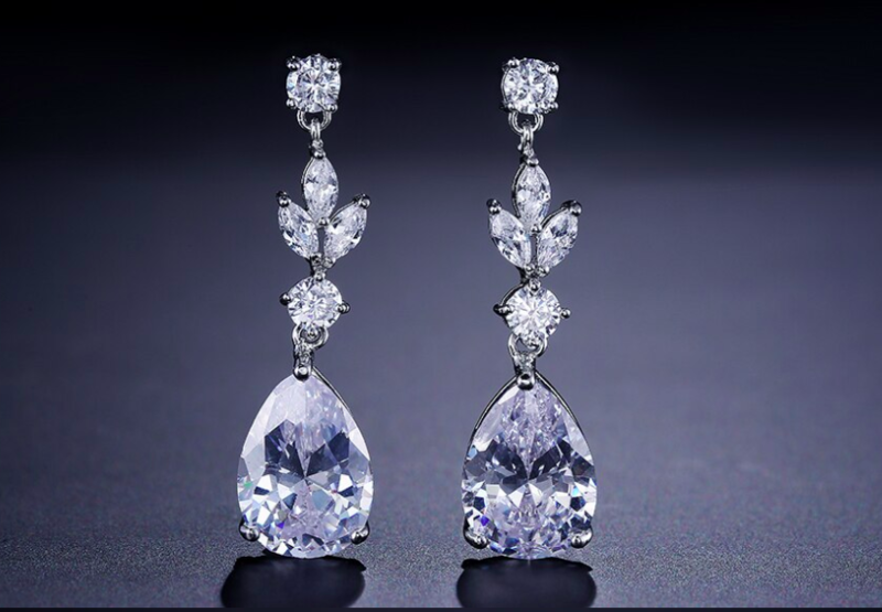 AAA Cubic Zirconia Round Marquise Teardrop Earring
