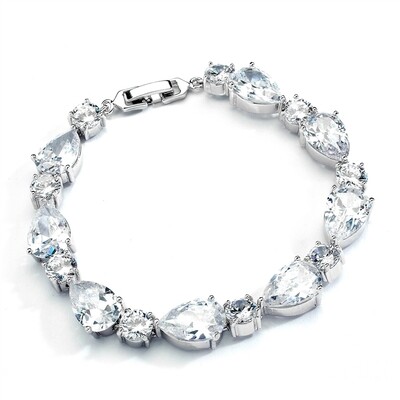 Stunning Pear/Round Cubic Zirconia Formal Bracelet