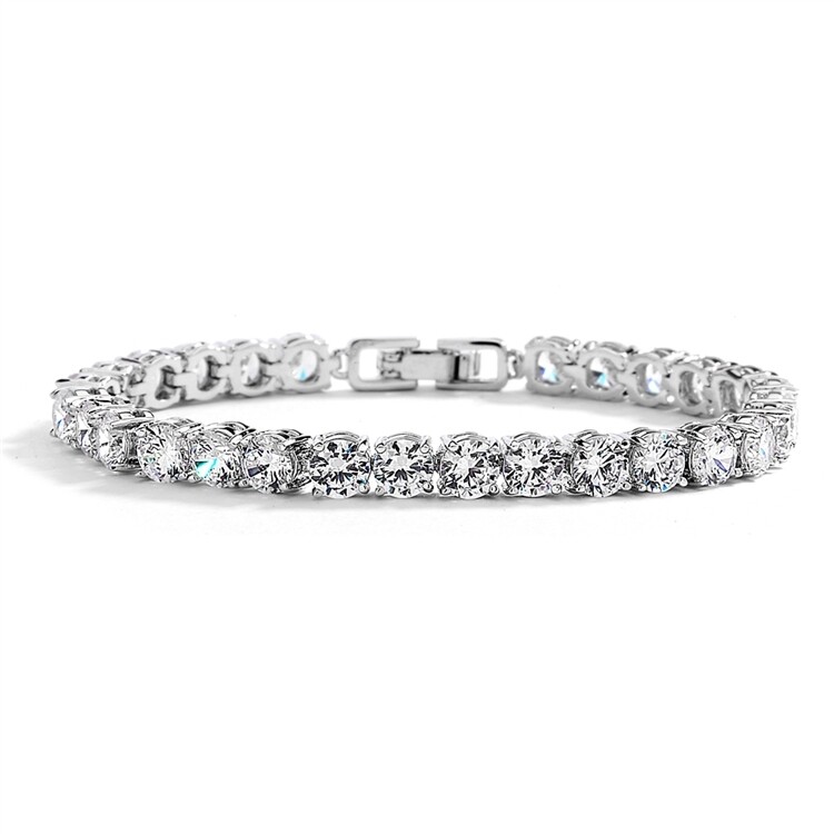 Rhodium Petite Size Round AAA CZ Tennis Bracelet