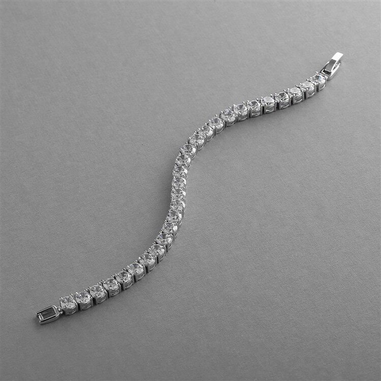 Rhodium Petite Size Round AAA CZ Tennis Bracelet