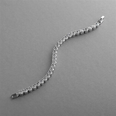 Rhodium Petite Size Round AAA CZ Tennis Bracelet