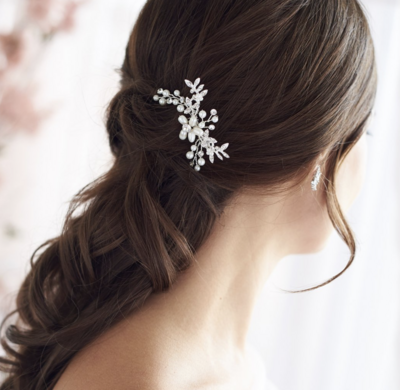 Small Floral Freshwater Pearl Comb