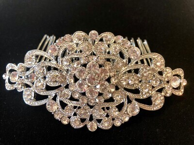 Large Art Deco Crystal Hair Comb