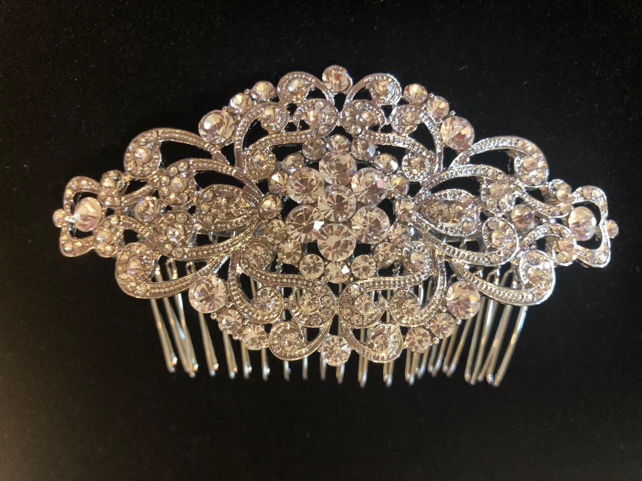 Large Art Deco Crystal Hair Comb