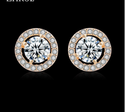 AAA Cubic Zirconia Halo Stud Earrings