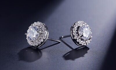 AAA Cubic Zirconia Halo Stud Earrings