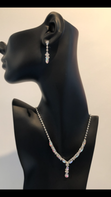 Silver AB Crystal Marquise/Pear Drop Set