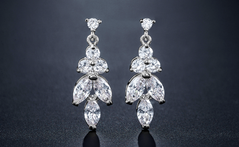 AAA Cubic Zirconia Round/Marquise Earrings