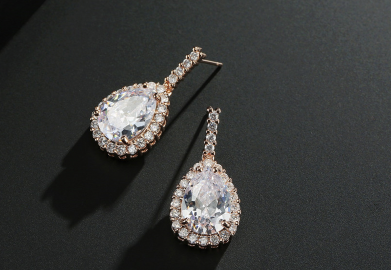 Dramatic AAA Cubic Zirconia Teardrop Drop Earrings