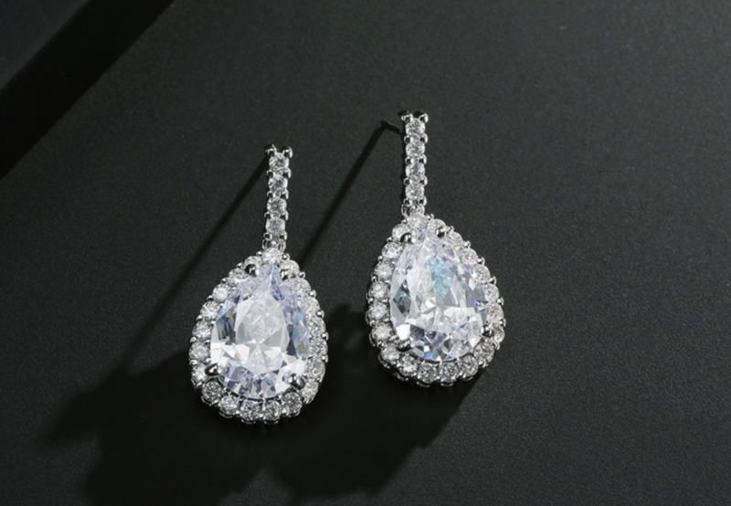Dramatic AAA Cubic Zirconia Teardrop Drop Earrings