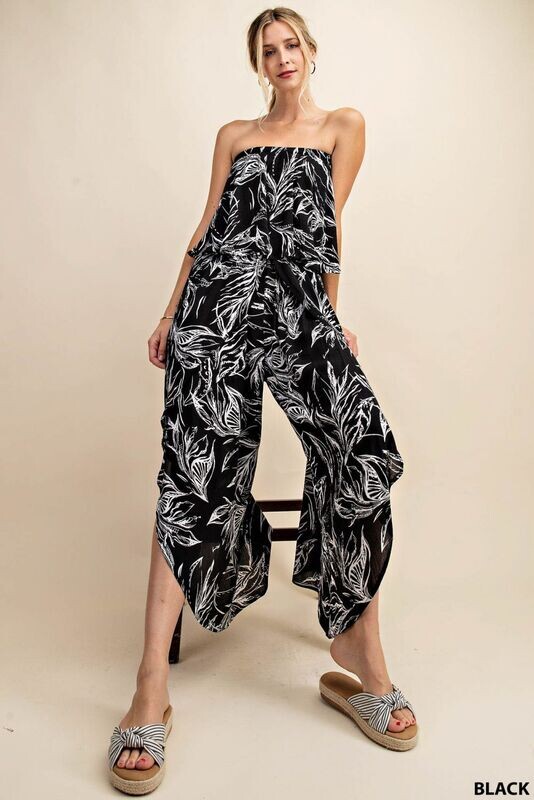 Ruffled Tube Top Jumpsuit with Lap Pants