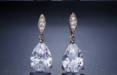 Pave Top Clear Cubic Zirconia Teardrop Earring
