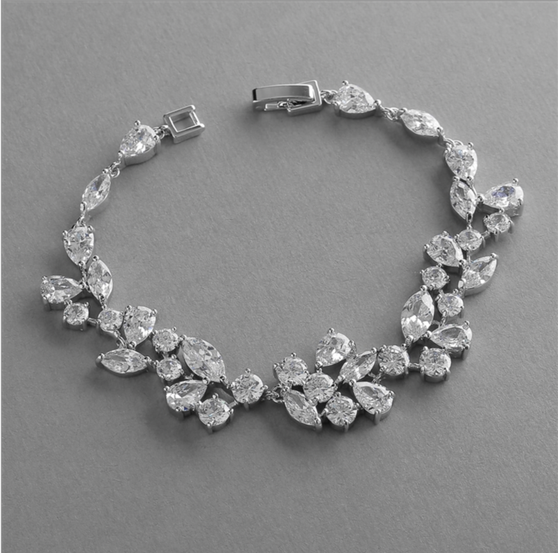 Silver Rhodium Cubic Zirconia Mosaic Vine Bracelet
