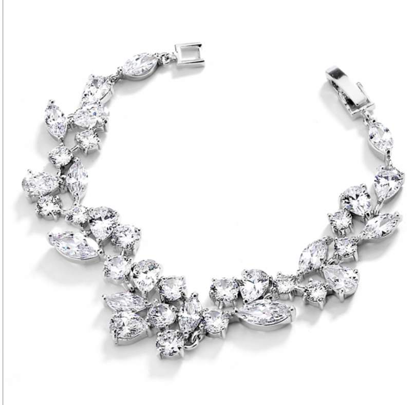 Silver Rhodium Cubic Zirconia Mosaic Vine Bracelet