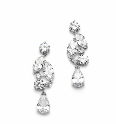 Cubic Zirconia Mosaic Formal Earrings with Teardrop