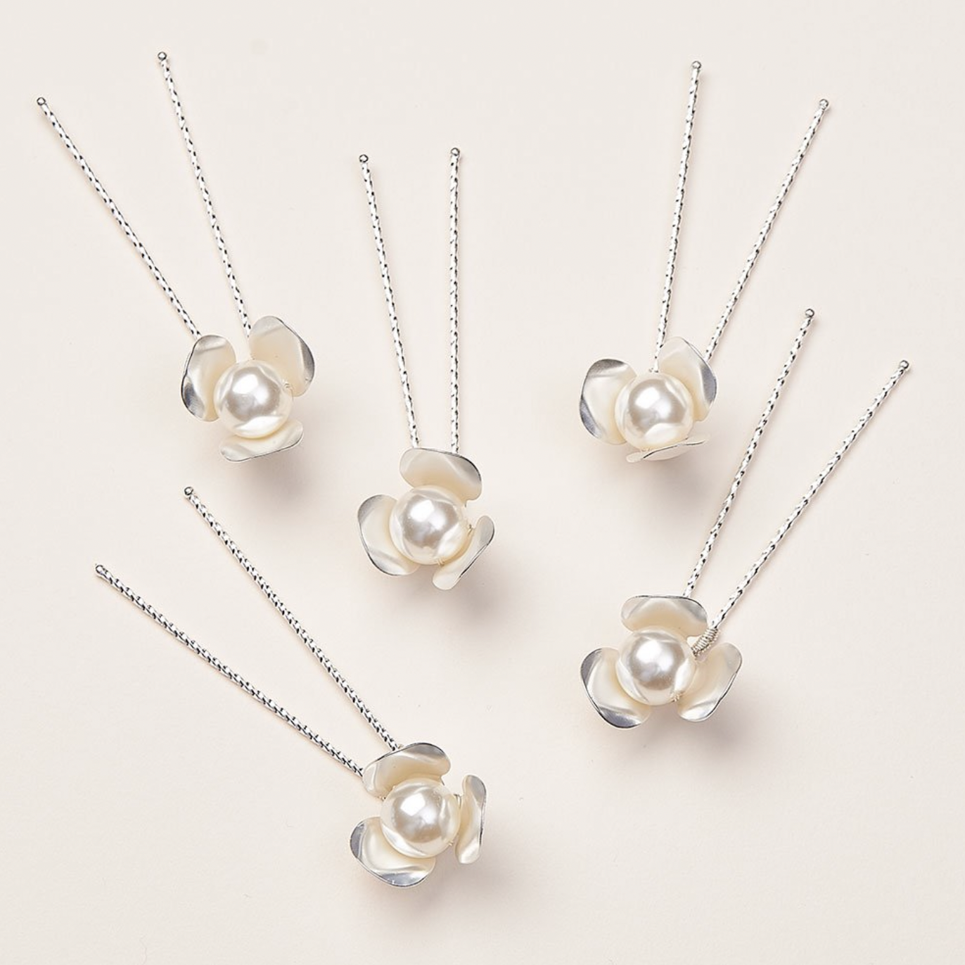 Brushed Silver Pearl Hair Pin, Color: Silver