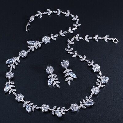 Enchanting Floral Leaf Around Cubic Zirconia Set
