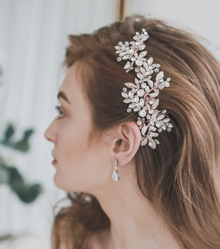 Breathtaking Botanical Crystal Brushed Leaf Comb