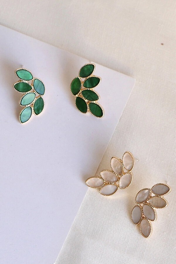 Beautiful Gold Acrylic Leaf Shaped Earrings