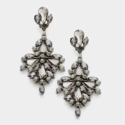 Black Diamond Glass Crystal Statement Earrings