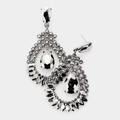 Teardrop Stone Dangle Evening Earrings