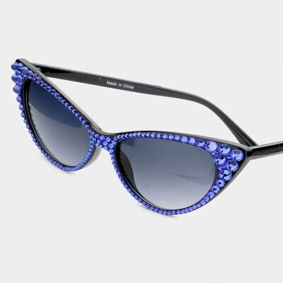 Blue Crystal Cat Eye Sunglasses
