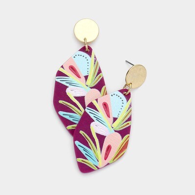 Abstract Printed Irregular Resin Dangle Earings