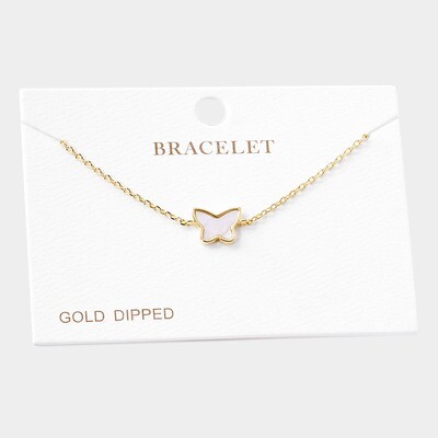 Gold Dipped Mother of Pearl Butterfly Bracelet