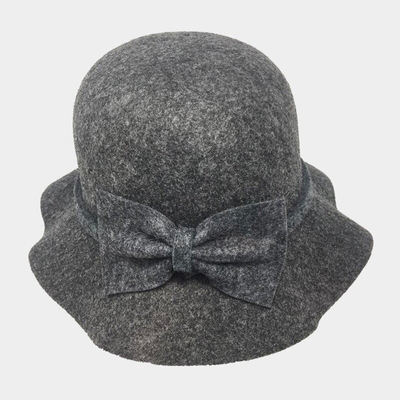 Solid Color Bow Accent Cloche Hat