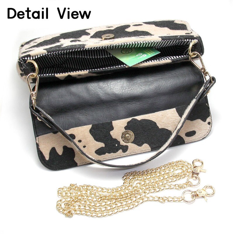 Cow Patterned Faux Leather Shoulder Crossbody Bag