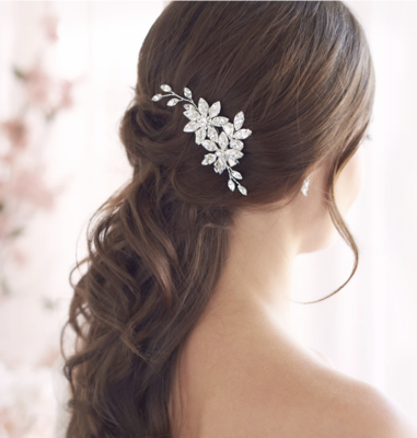 Floral Pearl Center Crystal Hair Clip