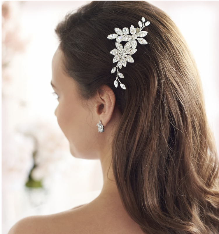 Floral Pearl Center Crystal Hair Clip