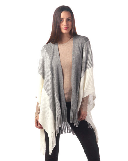 Super Soft Cozy Grey &amp; Cream Ruana &amp; Cardigan
